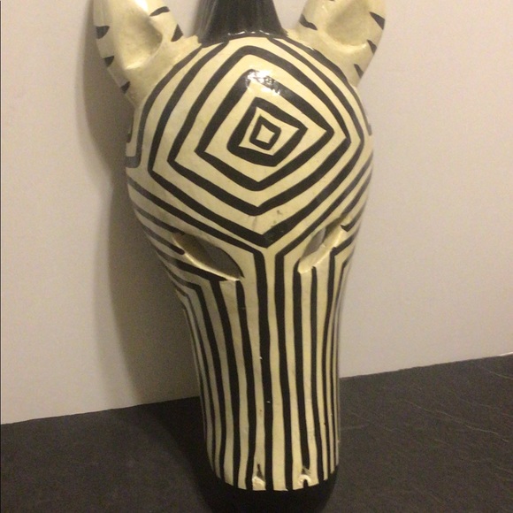 Vintage 16in Zebra Handmade African Tribal Mask - Picture 2 of 4